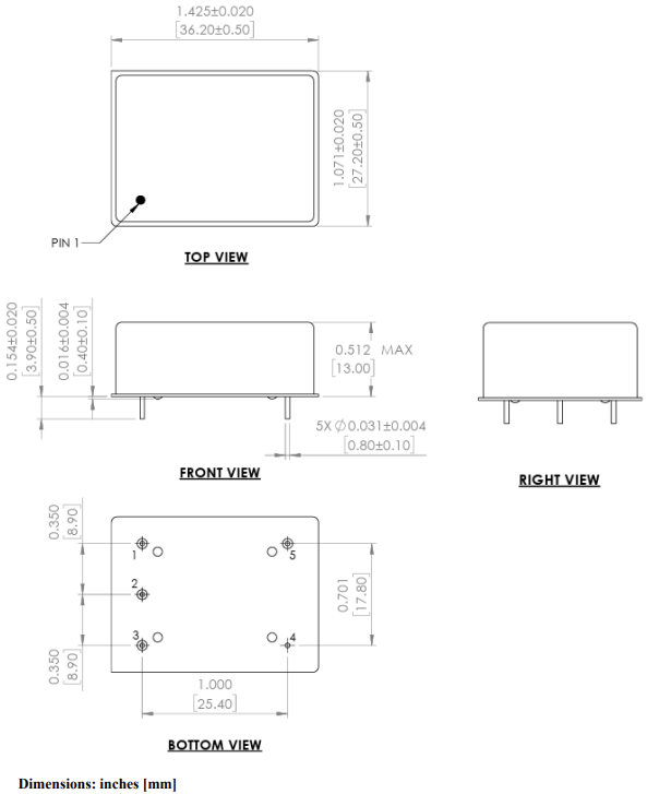 Mechanical Drawing - Abracon O-C36AA Precision Ultra Low Phase Noise OCXO